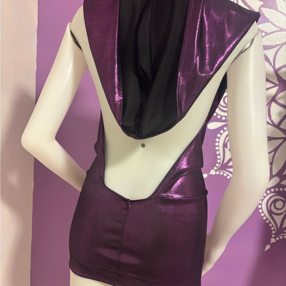 Hooded Cowl Neck Exotic Dancewear Dress S/M - Picture 4 of 5